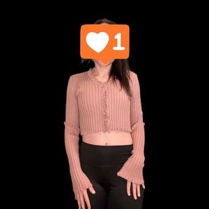 Midriff button-up, long sleeves, fashion top